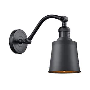 Addison 5 in. 1-Light Matte Black Wall Sconce with Matte Black Metal Shade