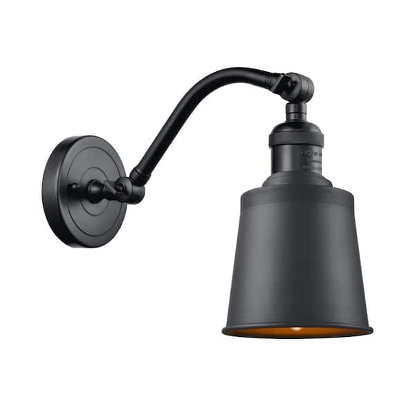 Innovations Addison 5 in. 1-Light Matte Black Wall Sconce with Matte Black Metal Shade