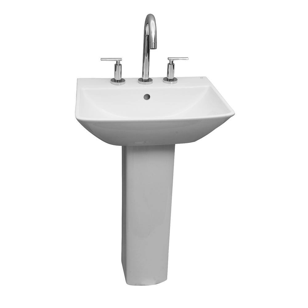 Barclay Products Summit 600 Pedestal Combo Bathroom Sink in White 3778WH