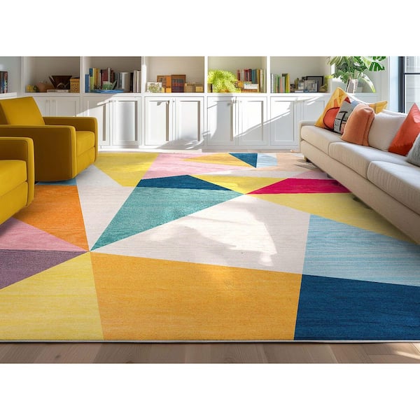 Crayola Modern Shapes Festival Modern, Geometric, Multi Color 7 ft. 7 in. x 9 ft. 10 in., Area Rug