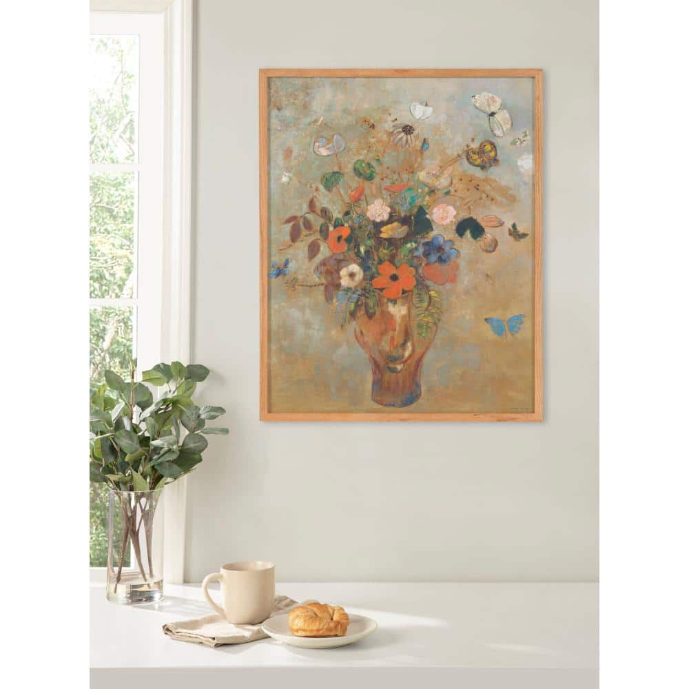 Odilon Redon 1905 Still Life with Flowers Print in Natural Wood Frame