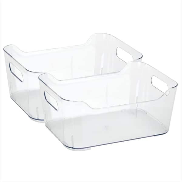 SIMPLIFY 11.4 in. L x 6.5 in. W x 4.5 in. H 2 Pack Slide 2 Stack It Small  Storage Tote Baskets Closet Drawer Organizer in White 25934-WHITE - The  Home Depot