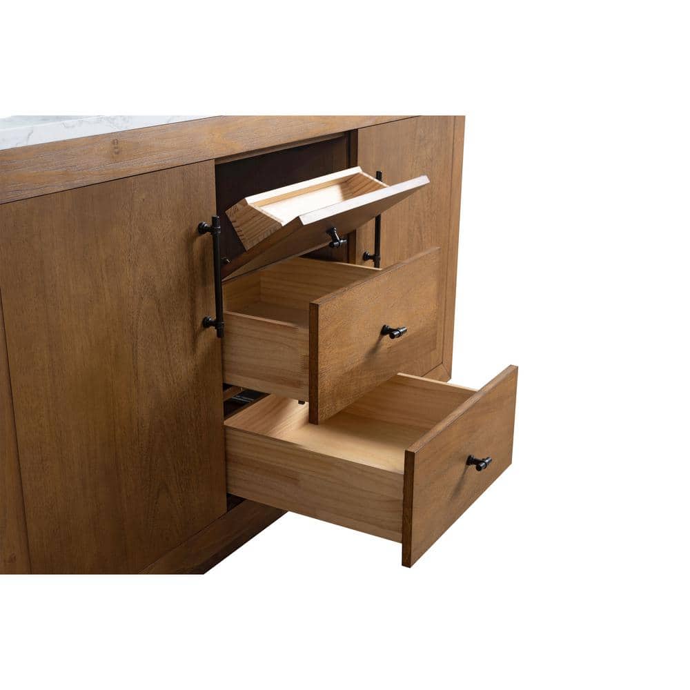60" Double Sink Bathroom Vanity with Arabescato White Marble Top