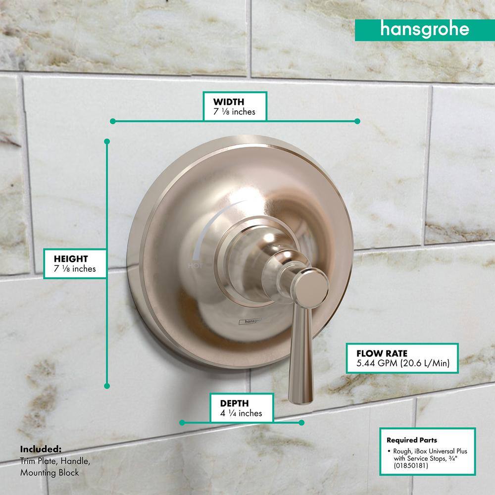 Polished Nickel Wall-Mounted Lever Shower Trim Kit