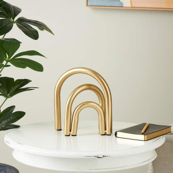 Litton Lane 4 in. x 8 in. Gold Metal Overlapping Arch Geometric Sculpture