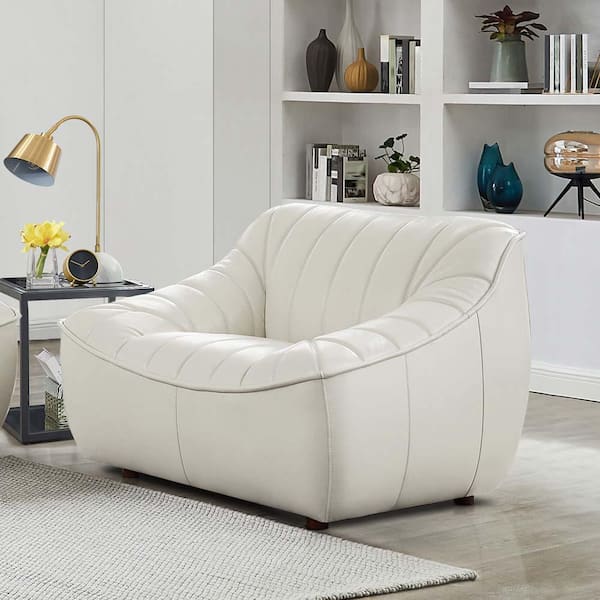 HYDELINE USA Snug Cream White Top Grain Leather Arm Chair 7895 10