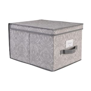 10 in. H x 12 in. W x 16 in. D Gray Fabric Cube Storage Bin