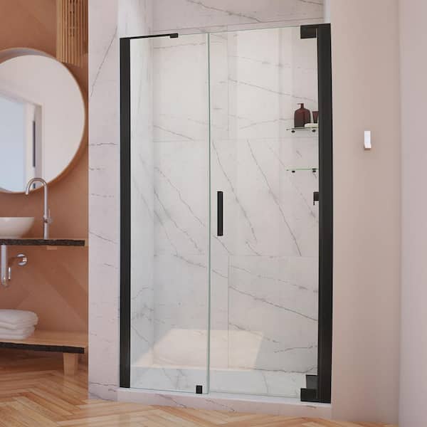 DreamLine Elegance-LS 51-3/4 in. to 53-3/4 in. W x 72 in. H Frameless Pivot Shower Door in Matte Black