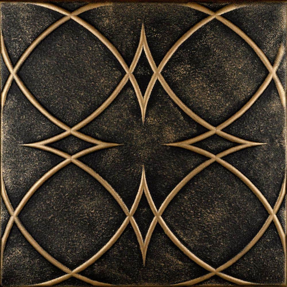 Circles and Stars Black Brass 1.6 ft. x 1.6 ft. Decorative Foam Glue Up Cei