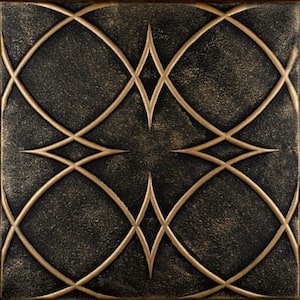 Circles and Stars Black Brass 1.6 ft. x 1.6 ft. Decorative Foam Glue Up Ceiling Tile (21.6 sq. ft./case)