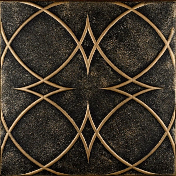 Circles and Stars Black Brass 1.6 ft. x 1.6 ft. Decorative Foam Glue Up Ceiling Tile (21.6 sq. ft./case)