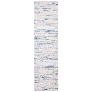 Amelia Ivory/Blue 2 ft. x 10 ft. Abstract Striped Runner Rug