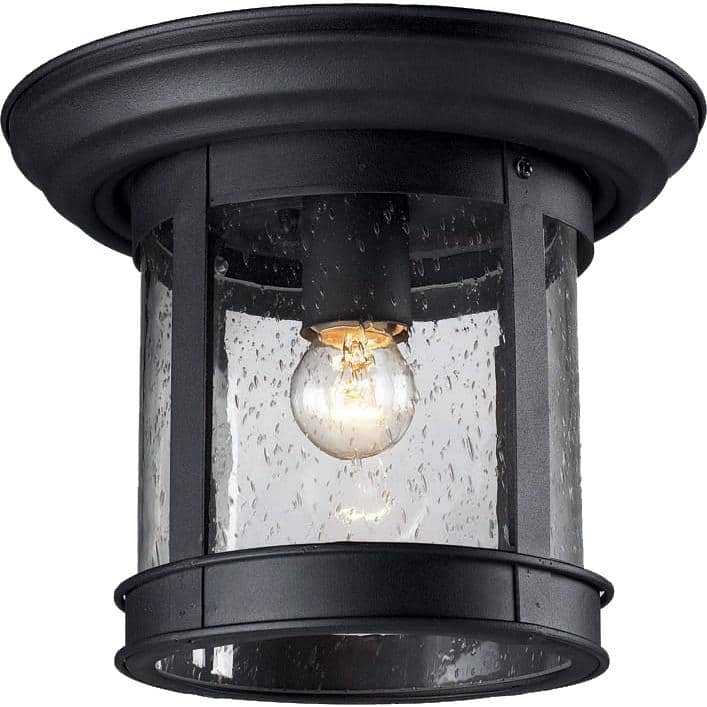 Black Bronze Glass Outdoor Flush Mount Light