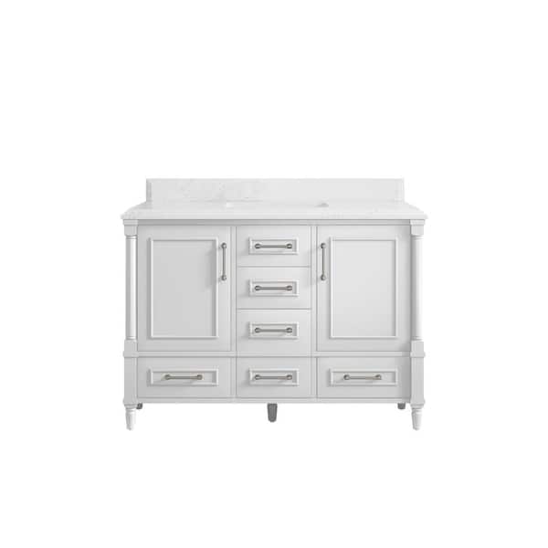 Willow Collections Hudson 48 in. W x 22 in. D x 36 in. H Bath Vanity in White with Cove Edge Empira Quartz Top