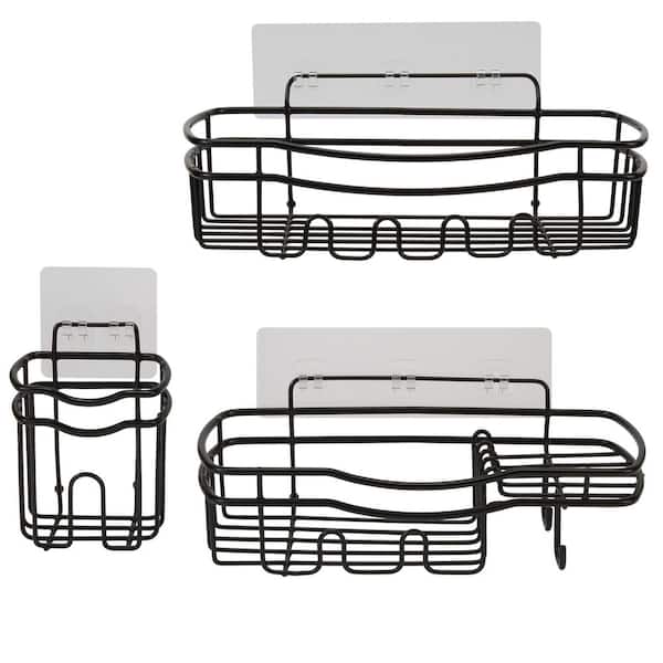 Ultimate 3 Piece Adhesive Mount Shower Caddy Set in Black
