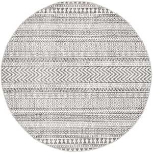 Catherine Henna Tribal Bands Gray 8 ft. x 8 ft. Round Area Rug