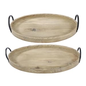 Farmers Market Wooden Natural Trays (Set of 2)