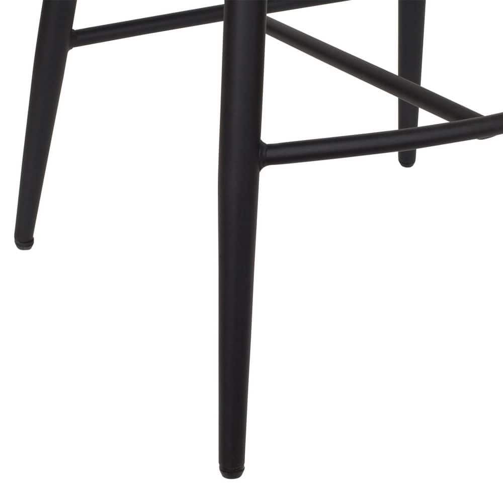 Jasper Light Gray Upholstered Channel Tufted Barstools with Metal Legs - Set of 2