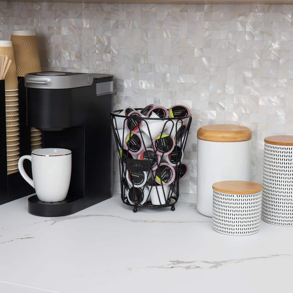 Matte Black Steel Coffee Pod Storage Basket