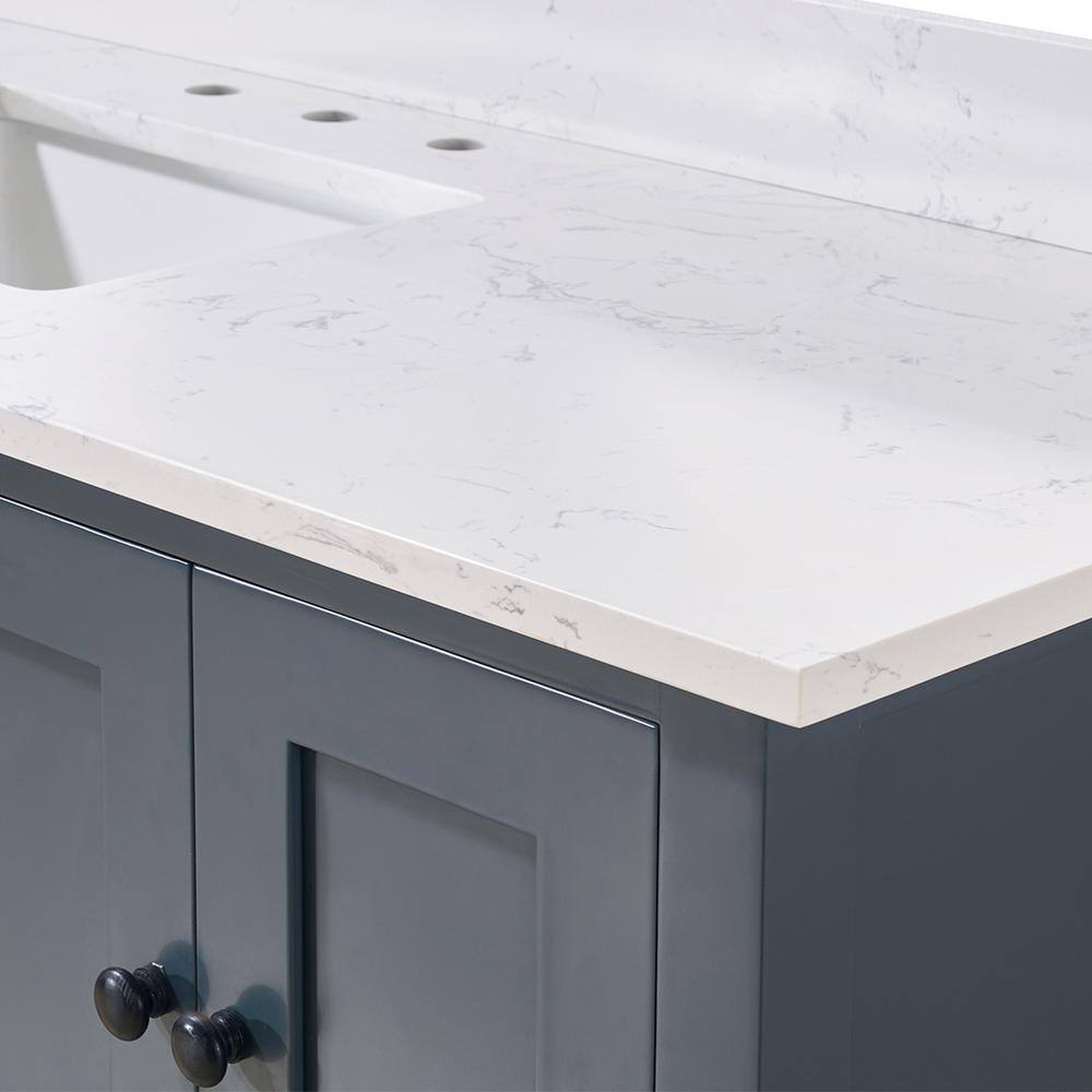 Trento 61 in. White Composite Vanity Top with Rectangular Sink