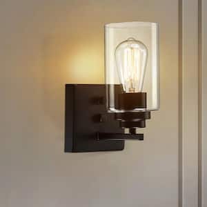 4.8 in. 1-Light Black Wall Lighting Sconces With Switch for Bedroom Bathroom(Set of Two)