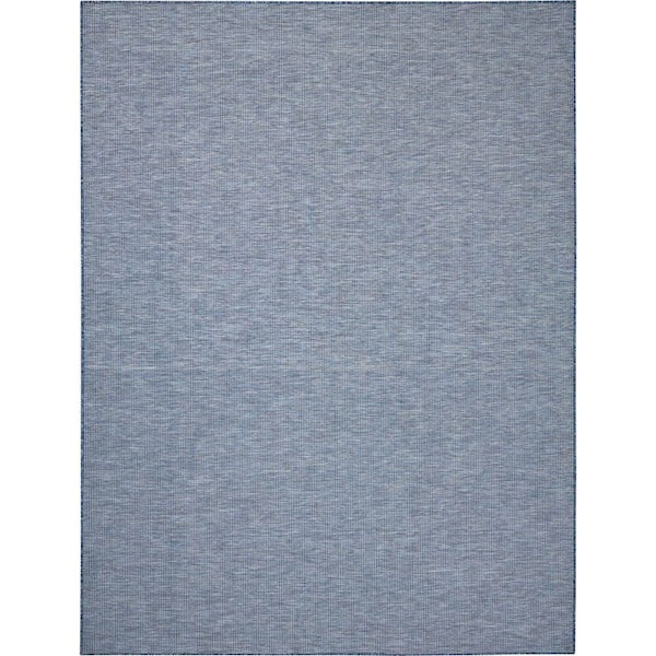 Positano Navy Blue 10 ft. x 14 ft. Solid Contemporary Indoor/Outdoor Patio Area Rug