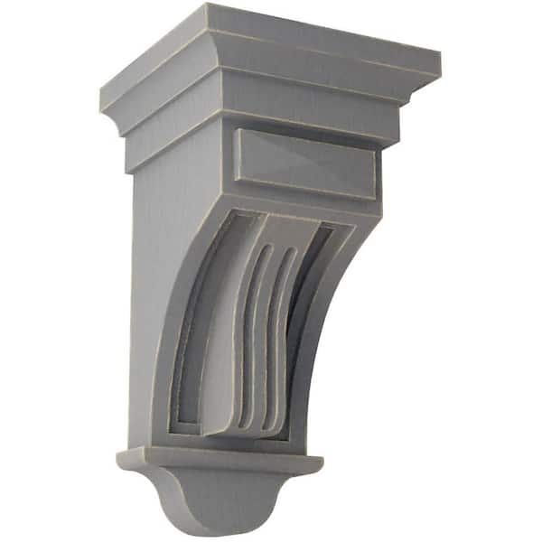 Ekena Millwork 5-1/2 in. x 10 in. x 5-1/2 in. Pebble Grey Raised Fluting Wood Vintage Decor Corbel