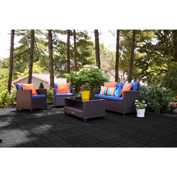 16 in. x 16 in. x 5/8 in. Black SmartLoc Rubber Paver (75-Pack)