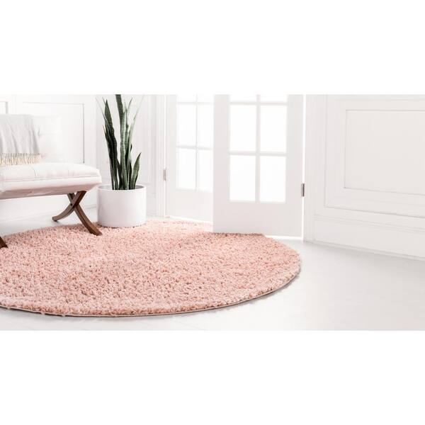 Unique Loom Davos Dusty Rose Pink, 4 Ft Round Rugs Uk