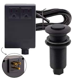 Sink Top Waste Disposal Air Switch and Dual Outlet Control Box, Flush Button, Matte Black