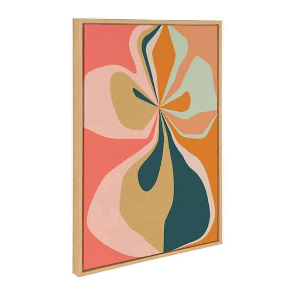 Kate and Laurel Sylvie Morning Hibiscus Framed Canvas by Alicia Bock Set of 1 Abstract Art Print 23.00 in. x 33.00 in.