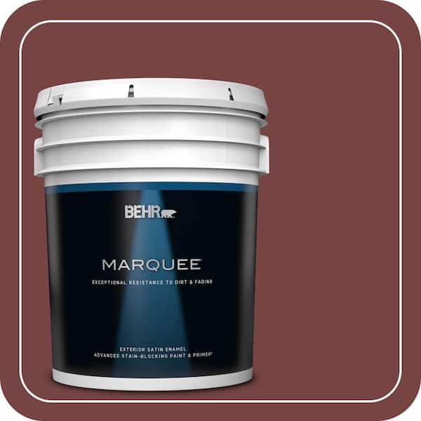 BEHR MARQUEE 5 gal. #S130-7 Cherry Cola Satin Enamel Exterior Paint & Primer