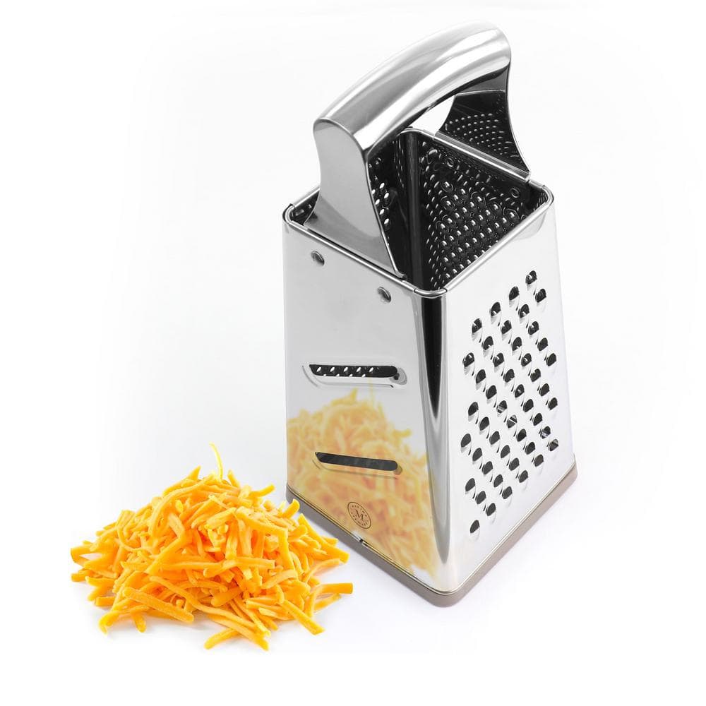 Stainless Steel 4-Sided Box Grater with Non-Slip Base