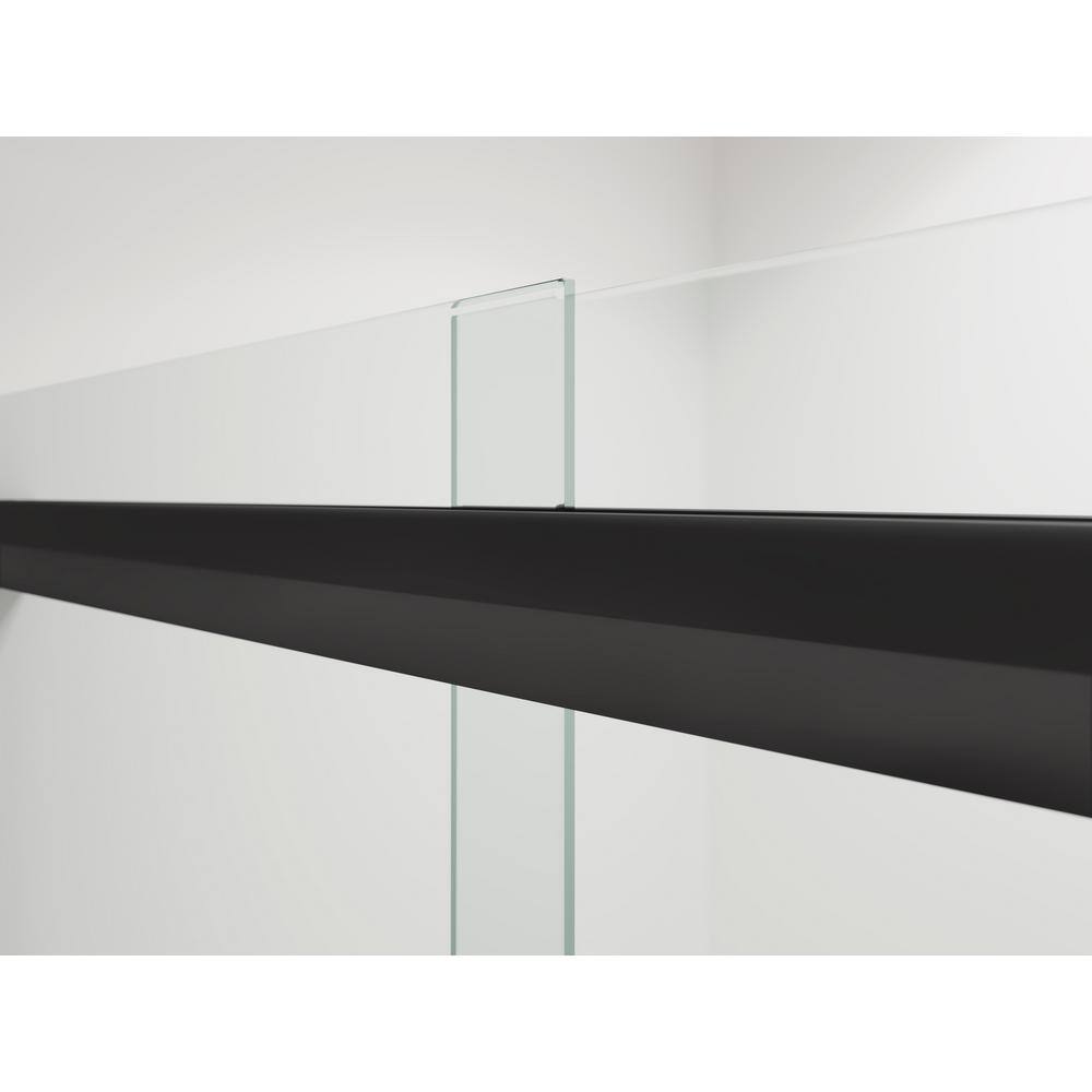 Pleat 63-9/16" Frameless Sliding Bath Door with Crystal Clear Glass and Matte Black Frame