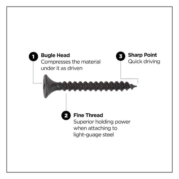 #6 x 1-1/4 in. Phillips Bugle-Head Fine Thread Drywall Screws 5 lbs. (1355-Pack)