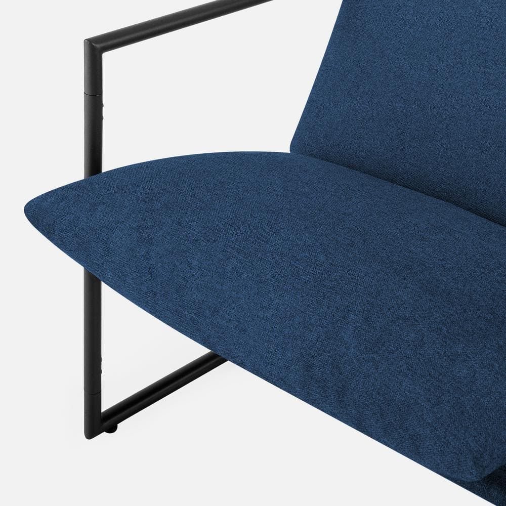 Navy Metal Framed Sling Accent Chair with Cushions