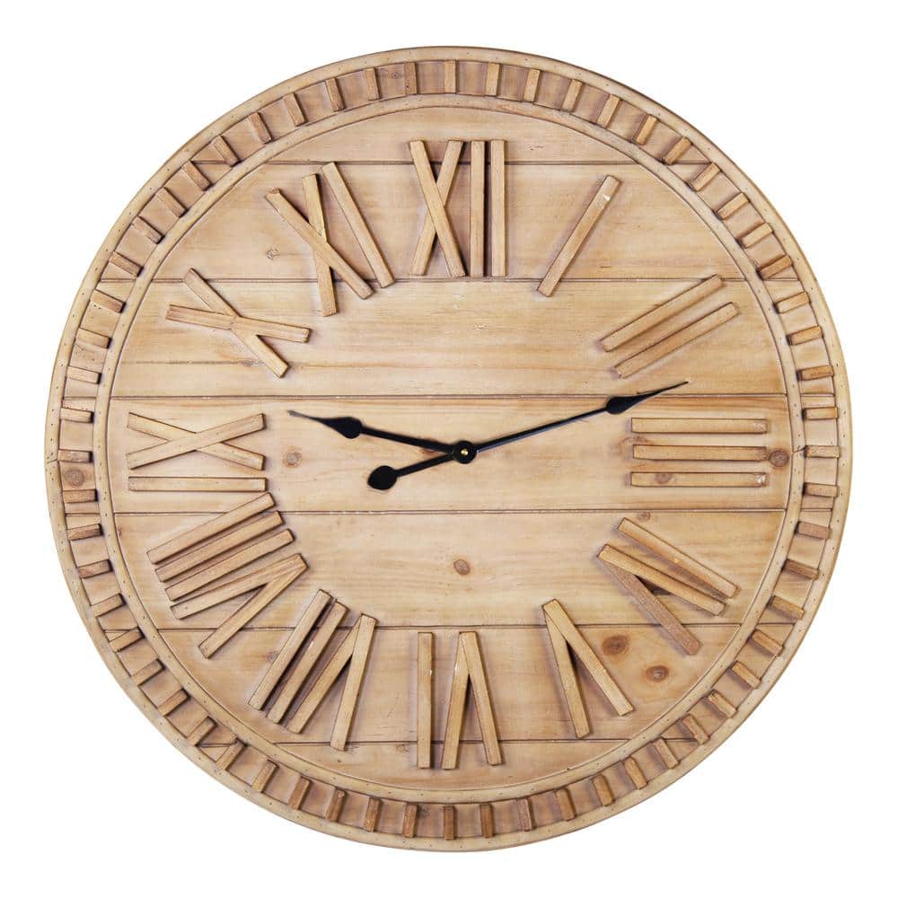 Stratton Home Decor 31.50 in. Decor James Wooden Wall Clock S33490 The Home Depot