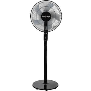 16 in. 3 Fan Speed Oscillating Stand Up Pedestal Fan in Black with Adjustable Height, Remote Control and ETL Listed