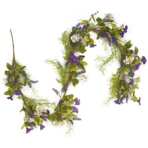 72 in. Artificial Green and Purple Garlands