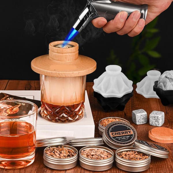 Lynzavix Cocktail Smoker Kit with Torch, Multi-Color Wood, Wood