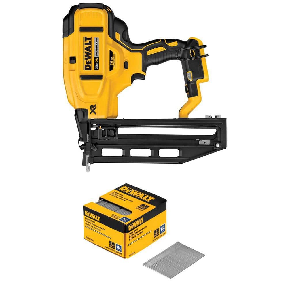 20V MAX XR 16-Gauge Lithium-Ion Cordless Finish Nailer (Tool Only) and 2 in. x 16-GA Straight Finishing Nail (2500-Pack) price history on PriceWatchPro