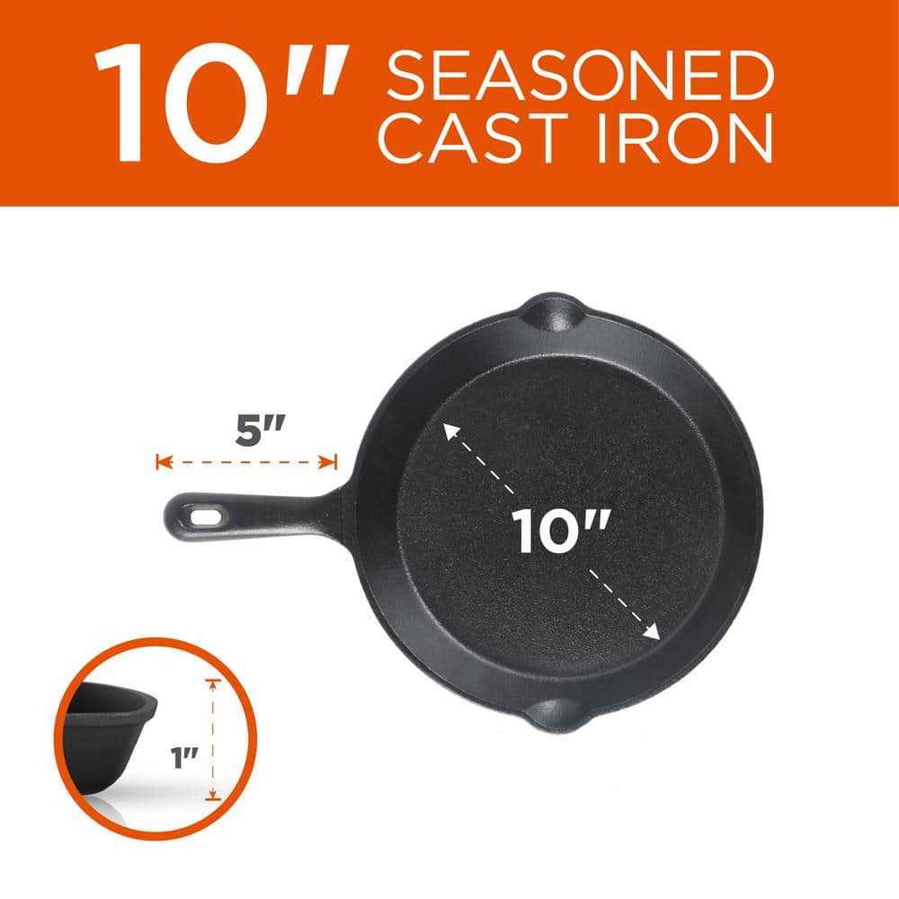 Pre-Seasoned Black Cast Iron 3-Piece Skillet Set