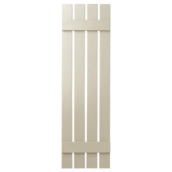 Ply Gem 16 in. x 47 in. Polypropylene Plastic 4-Board Open Board and Batten Shutters Pair in Sand Dollar