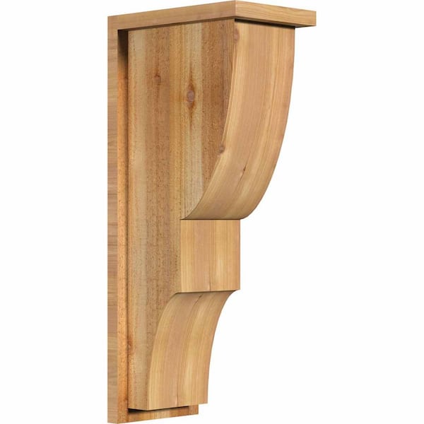 Ekena Millwork 8 in. x 12 in. x 28 in. Western Red Cedar Ridgewood Rough Sawn Corbel with Backplate