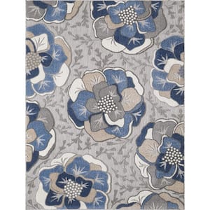 Ava Gray 2 ft. x 4 ft. Modern Floral Indoor/Outdoor Area Rug