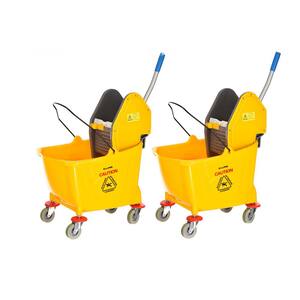36 Qt. Mop Bucket with Down Press Wringer in Yellow (2-Pack)