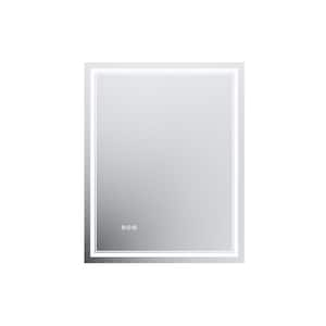 32 in. W x 40 in. H Rectangular Frameless Anti-Fog Wall Dimmable Backlit Dual LED Bathroom Vanity Mirror in Silver