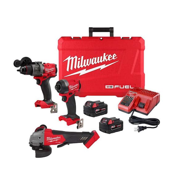 Milwaukee M18 FUEL 18-Volt Lithium-Ion Brushless Cordless Combo Kit 2-Tool with 2 Batteries Charger 4-1/2in. to 5in. Grinder
