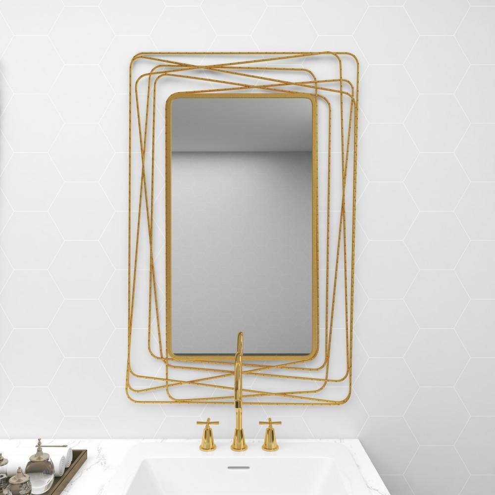 Modern Full Length Polished Gold Rectangular Wall Mirror