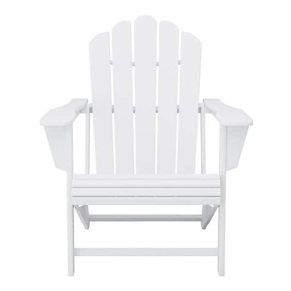 Aderson 7-Piece All Weather Fade Resistant Outdoor Plastic Adirondack Chair Patio Conversation Lounge Set in White